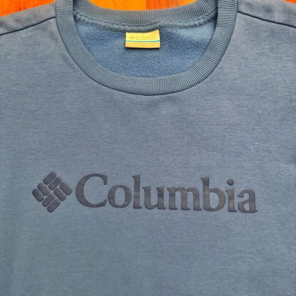 Columbia Oversized Blue Casual Crew Neck Pull Over Logo Front Sweatshirt. - Picture 9 of 16